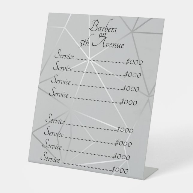 Classy Silver/Grey Geometric Lines w/Spark on Pedestal Sign (Front)