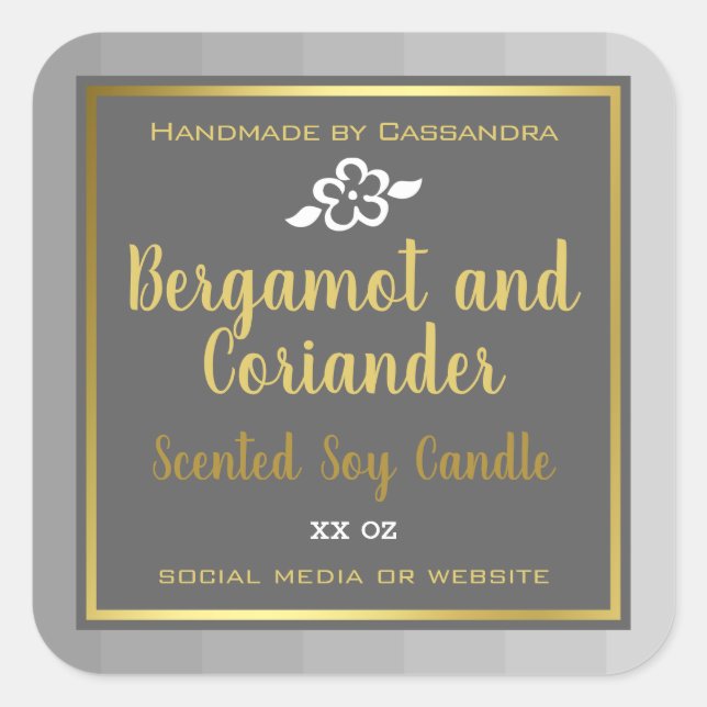 Classy Silver Grey Gold Product Packaging Labels (Front)