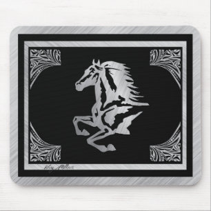 Classy Silver Horse Mouse Mat