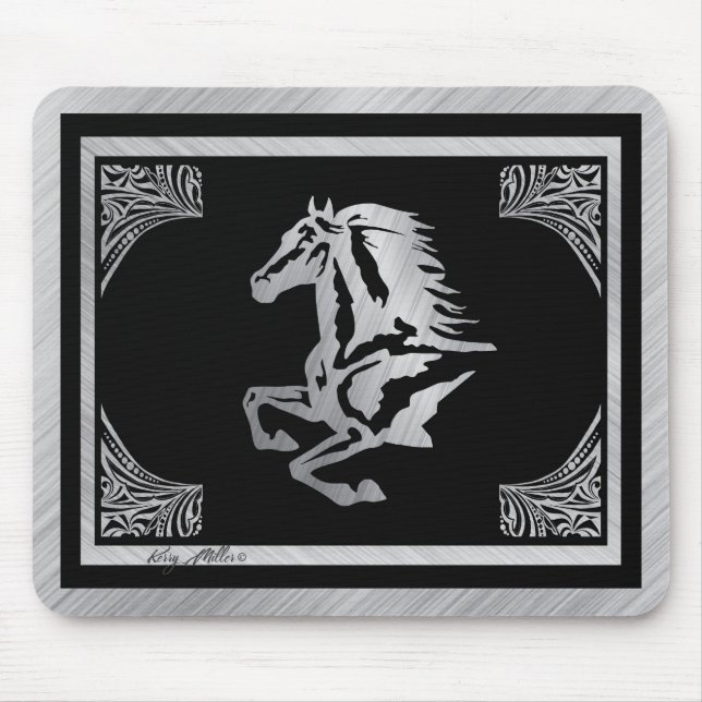 Classy Silver Horse Mouse Mat (Front)