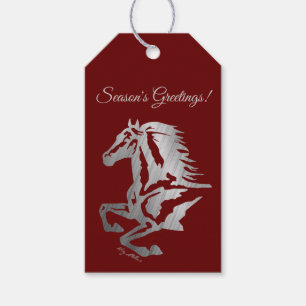 CLASSY SILVER HORSE SILHOUETTE GIFT TAGS