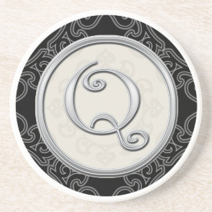Classy Silver Monogram Initial Coaster