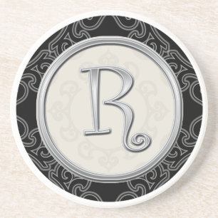 Classy Silver Monogram Initial Coaster