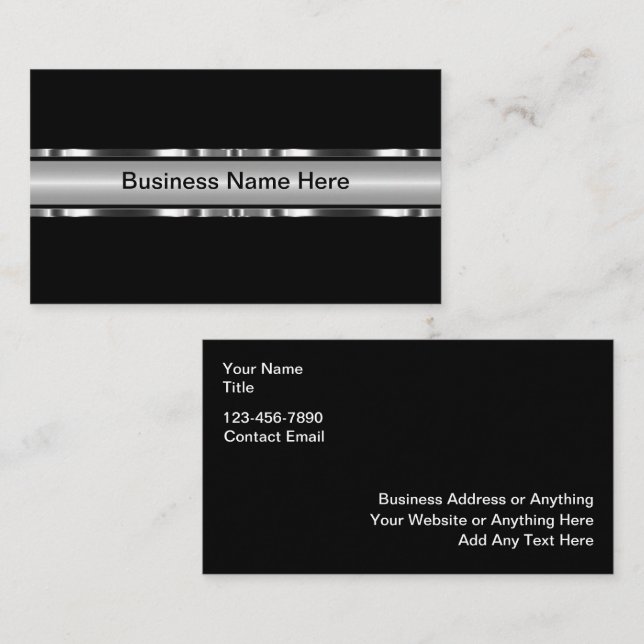 Classy Silver Tone Construction Business Cards (Front/Back)