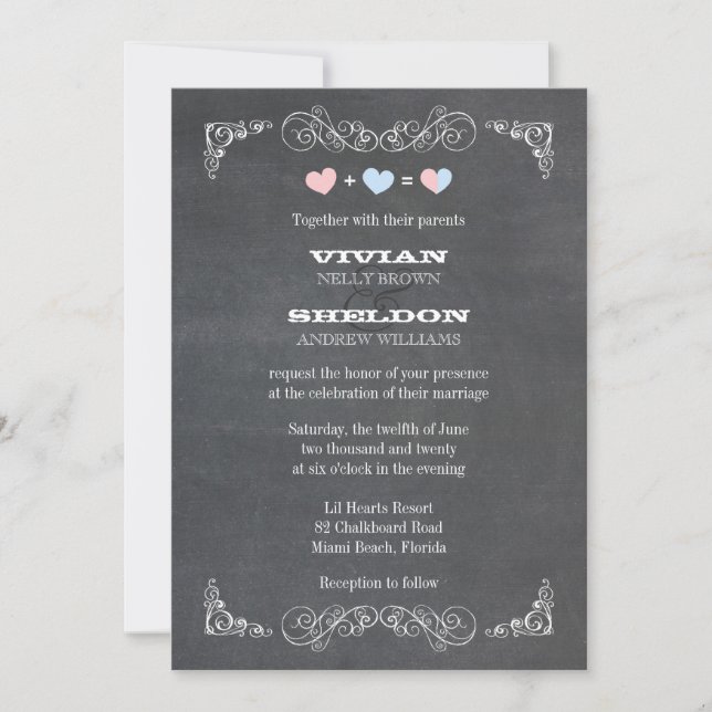 Classy Simple Chalkboard Wedding Invitation (Front)