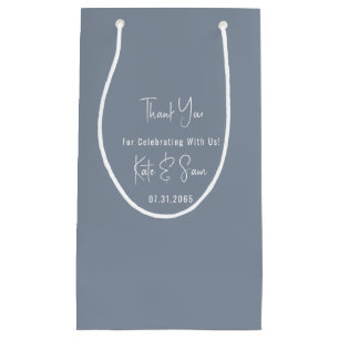 Classy Simple Dusty Blue Wedding Small Gift Bag