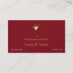 Classy Simple Gold Martini  Bartenders Business Card