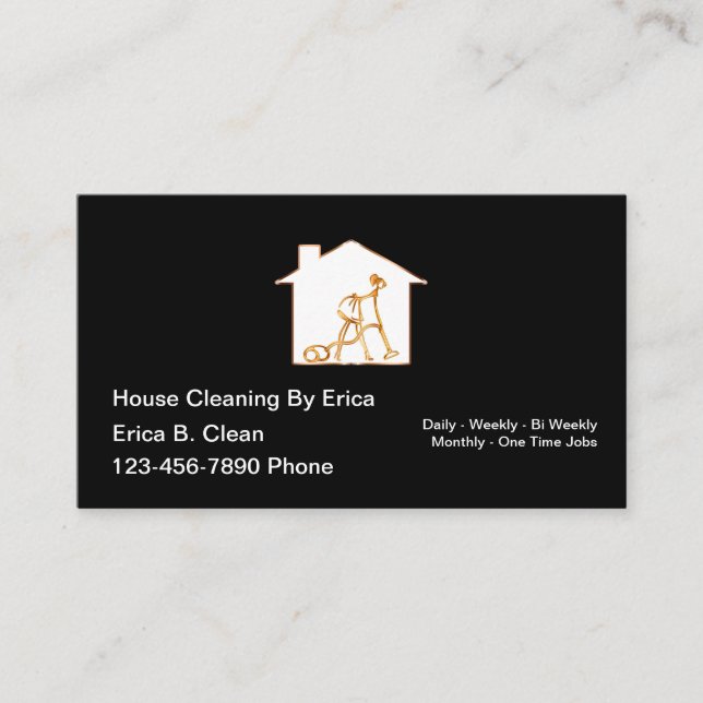 Classy Simple House Cleaning Service Business Card (Front)