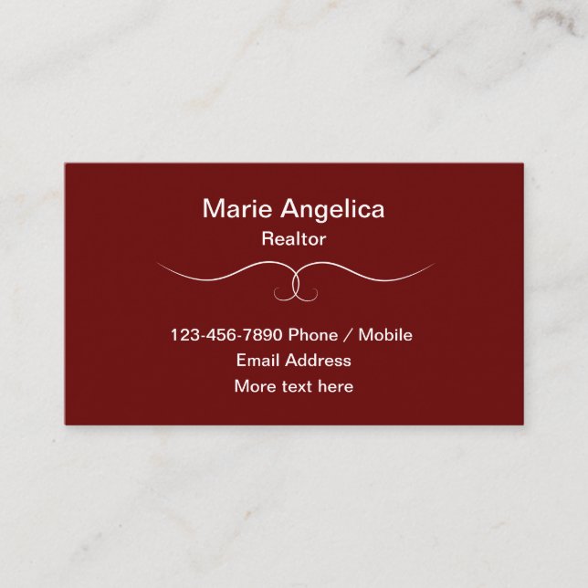 Classy Simple Realtor Real Estate Business Cards (Front)