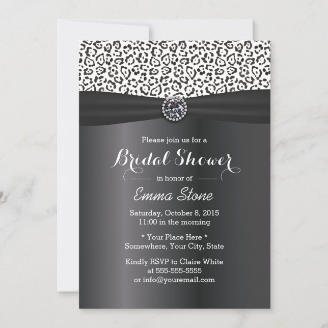 Classy Snow Leopard Print Pattern Bridal Shower Invitation (Front)