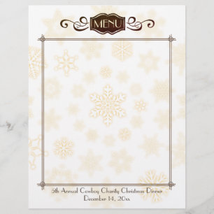 Classy snowflake Christmas holiday menu letterhead