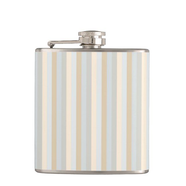 Classy Soft Coloured Greys Vertical Stripes Hip Flask (Front)