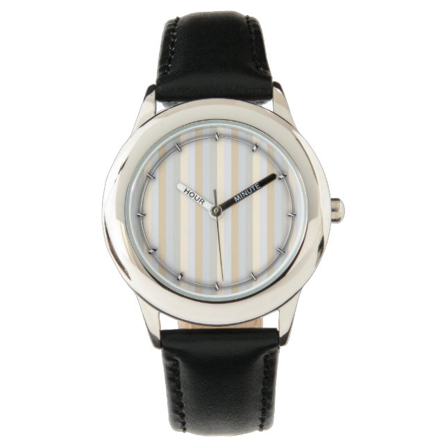 Classy Soft Coloured Greys Vertical Stripes Watch (Front)