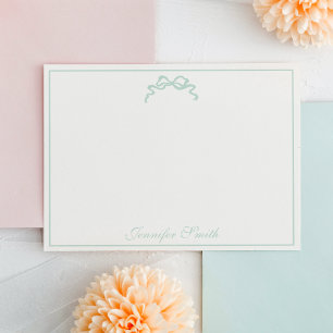 Classy Soft Mint Green Bow Thin Border Formal Card