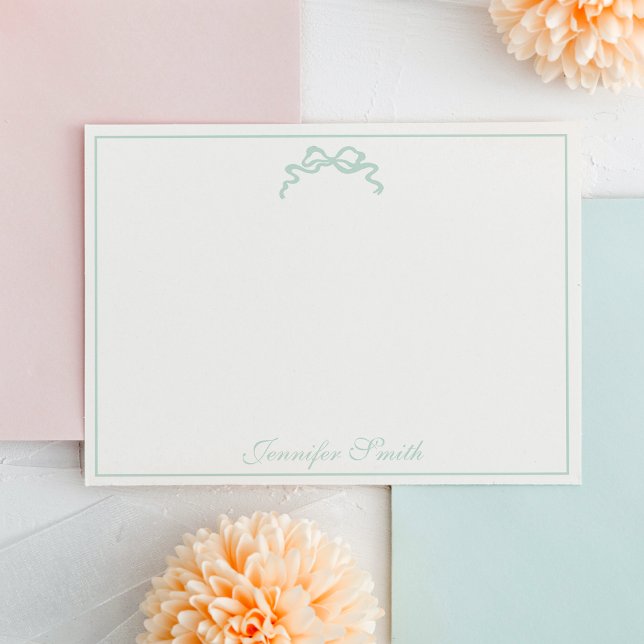 Classy Soft Mint Green Bow Thin Border Formal Card (Creator Uploaded)
