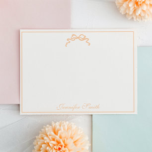 Classy Soft Peach Bow Thin Border Formal Card