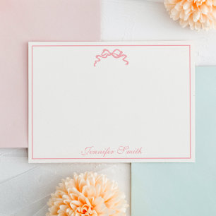 Classy Soft Pink Bow Thin Border Formal Card