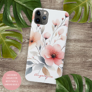 Classy Sophisticated Delicate Watercolor Flowers iPhone 11 Pro Max Case