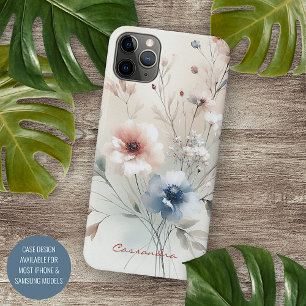 Classy Sophisticated Delicate Watercolor Flowers iPhone 11Pro Max Case