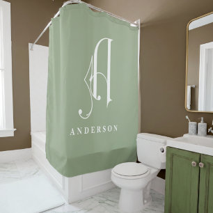 Classy Sophisticated Elegant Monogram A Custom Shower Curtain