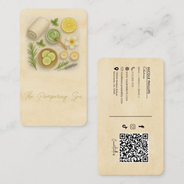 Classy Spa Beauty Technician Aesthetician  Business Card (Front/Back)