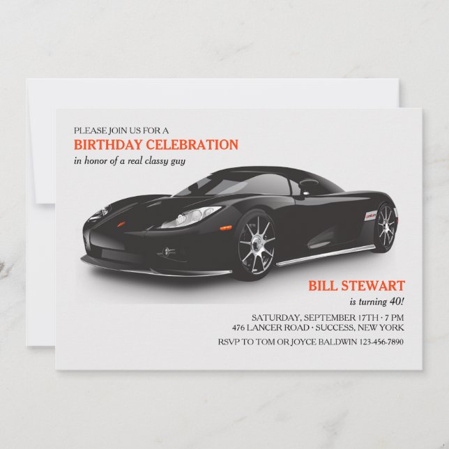 Classy Sports Car Invitation (Front)