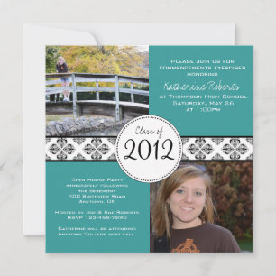 Classy Square Graduation Announcement - Teal
