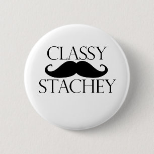 Classy Stache Moustache 6 Cm Round Badge