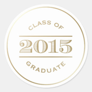 Classy Stamp in White   Graduation Sticker