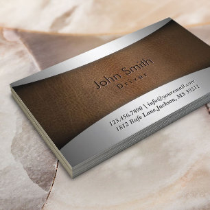 Classy Steel & Leather Driver Business Card