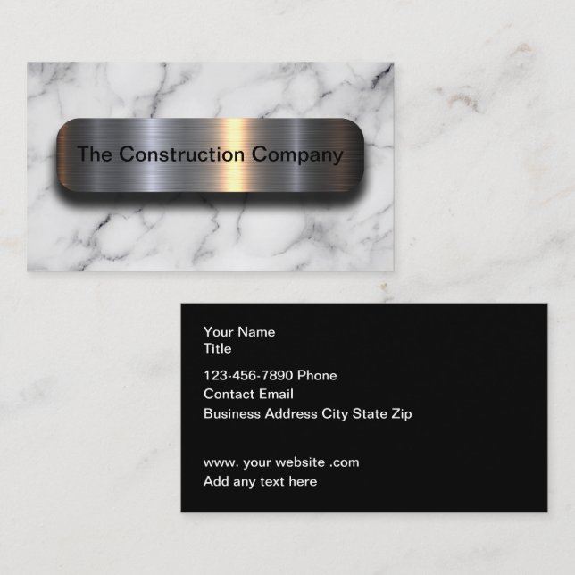Classy Stone Marble Look Modern Business Cards (Front/Back)