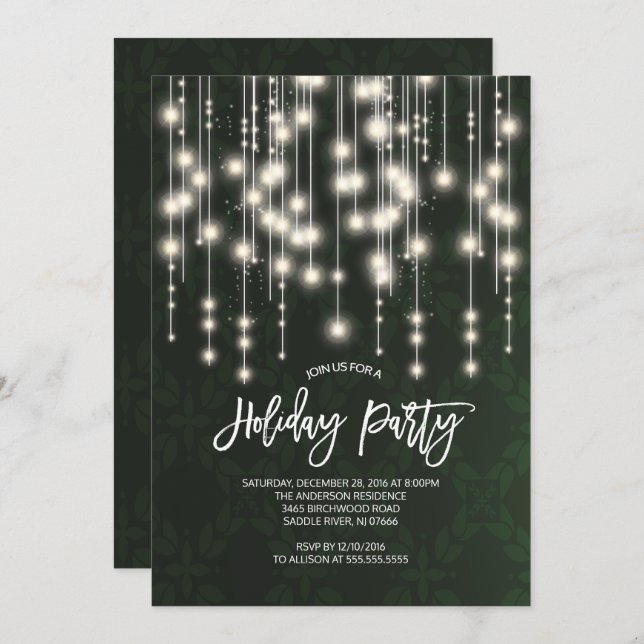 Classy Strings of Lights Christma Party Invitation (Front/Back)