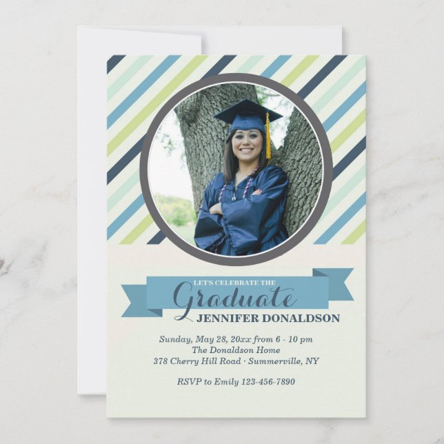 Classy Stripe Photo Invitation (Front)