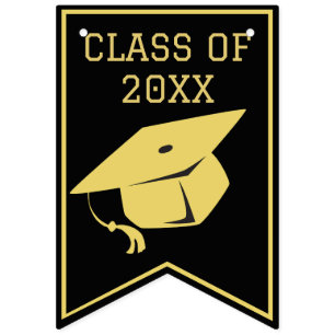 Classy Stylish Black and Gold Graduation Party Bunting