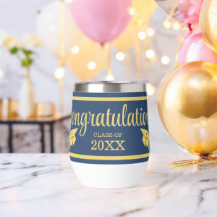 Classy Stylish Gold on Navy Graduation Caps