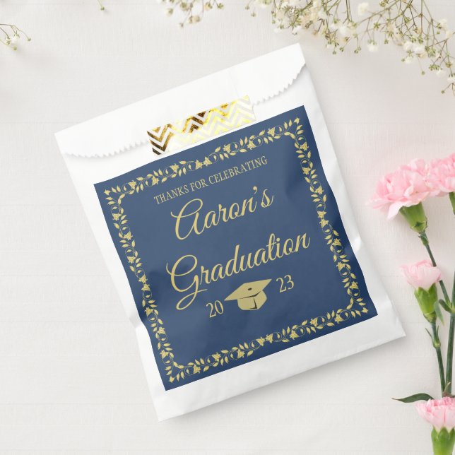 Classy Stylish Gold on Navy Graduation Party Favour Bags (Sealed)