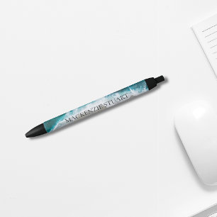 Classy Stylish Professional Beach Watercolor Name Black Ink Pen
