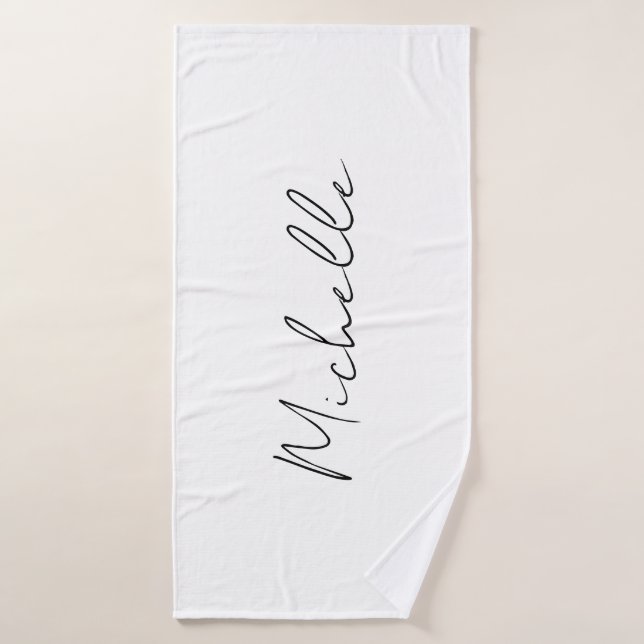 Classy Stylish Script Add Your Name Bath Towel (Bath Towel)