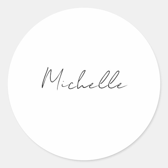 Classy Stylish Script Add Your Name Classic Round Sticker (Front)