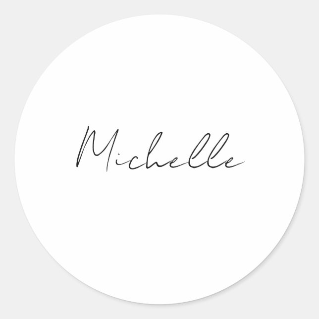 Classy Stylish Script Add Your Name Classic Round Sticker (Front)