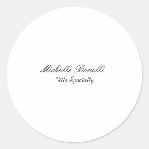 Classy Stylish Script Add Your Name Classic Round Sticker