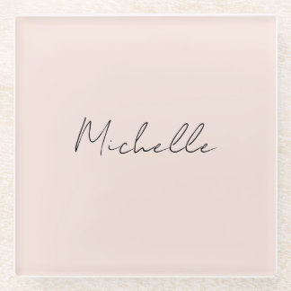Classy Stylish Script Add Your Name Glass Coaster