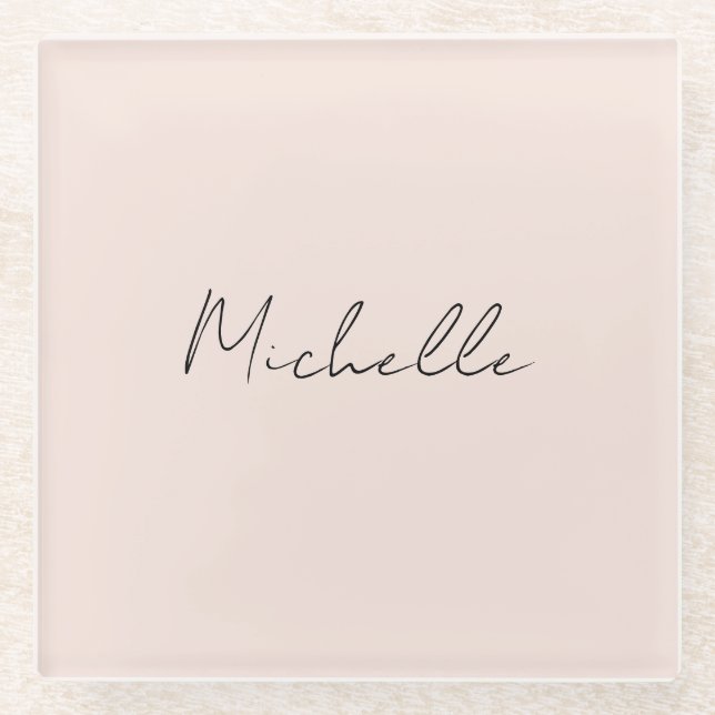 Classy Stylish Script Add Your Name Glass Coaster (Front)