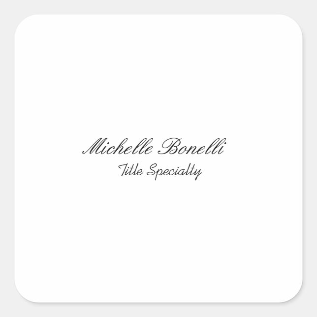 Classy Stylish Script Add Your Name Square Sticker (Front)