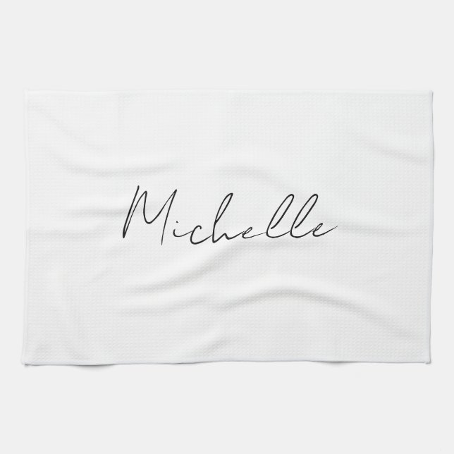Classy Stylish Script Add Your Name Tea Towel (Horizontal)