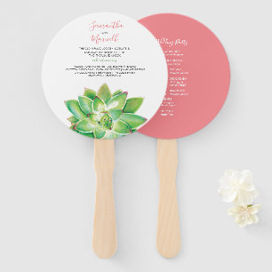 Classy Succulent Wedding Program Fan