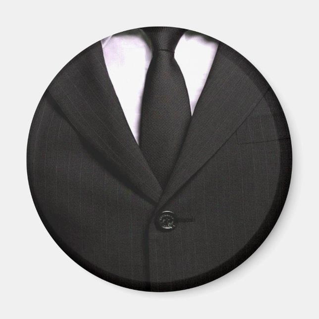 Classy Suit and Black Tie Magnet (Front)