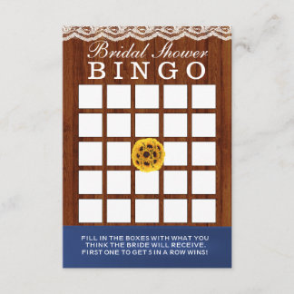 Classy Sunflowers Wood Bridal Shower Bingo Cards