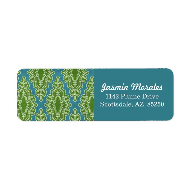 Classy Swirly Damask Return Address Stickers (Front)