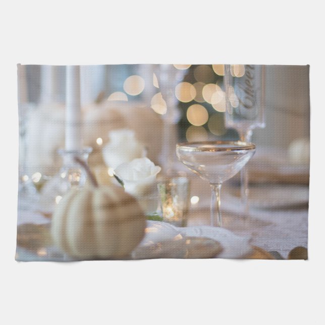 Classy Table with Fancy Place Setting Tea Towel (Horizontal)
